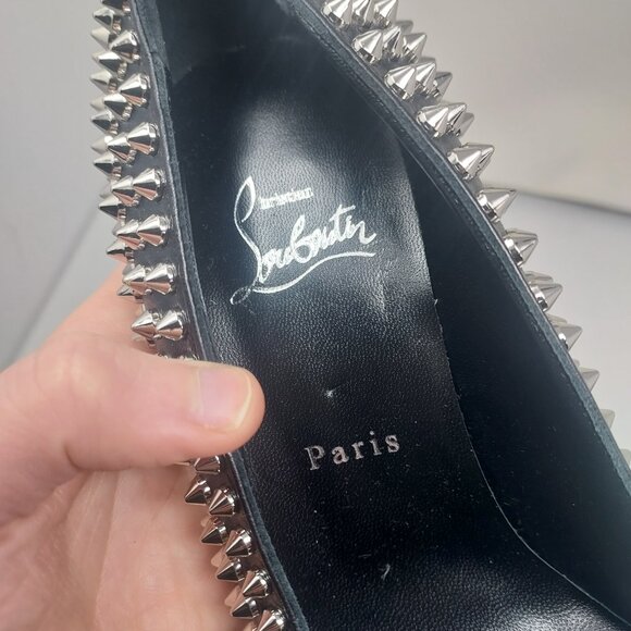 Christian Louboutin Black Condora Leather Spike Stud Pump - Picture 5 of 10